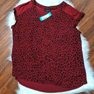 Cheetah Burgandy Dress Blouse / XLRG / NWT